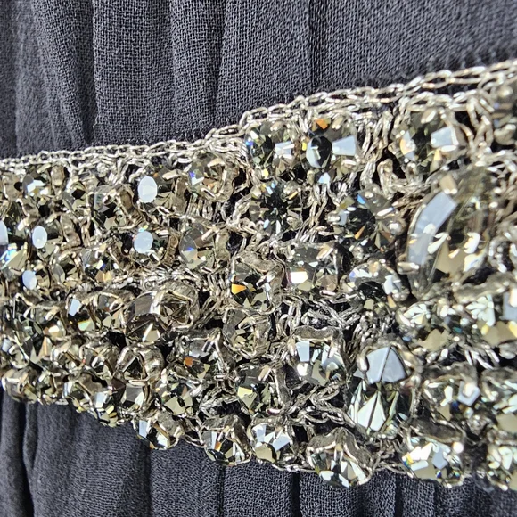 Rickie Freeman by Teri Jon Women's Black Silk Jewel Midi Dress Size 14 $440 MSRP - Picture 4 of 16